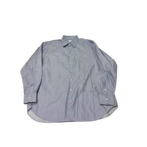 Armani Collezioni Mens Blue Micro Check Cotton Button Down Shirt Made in Italy L